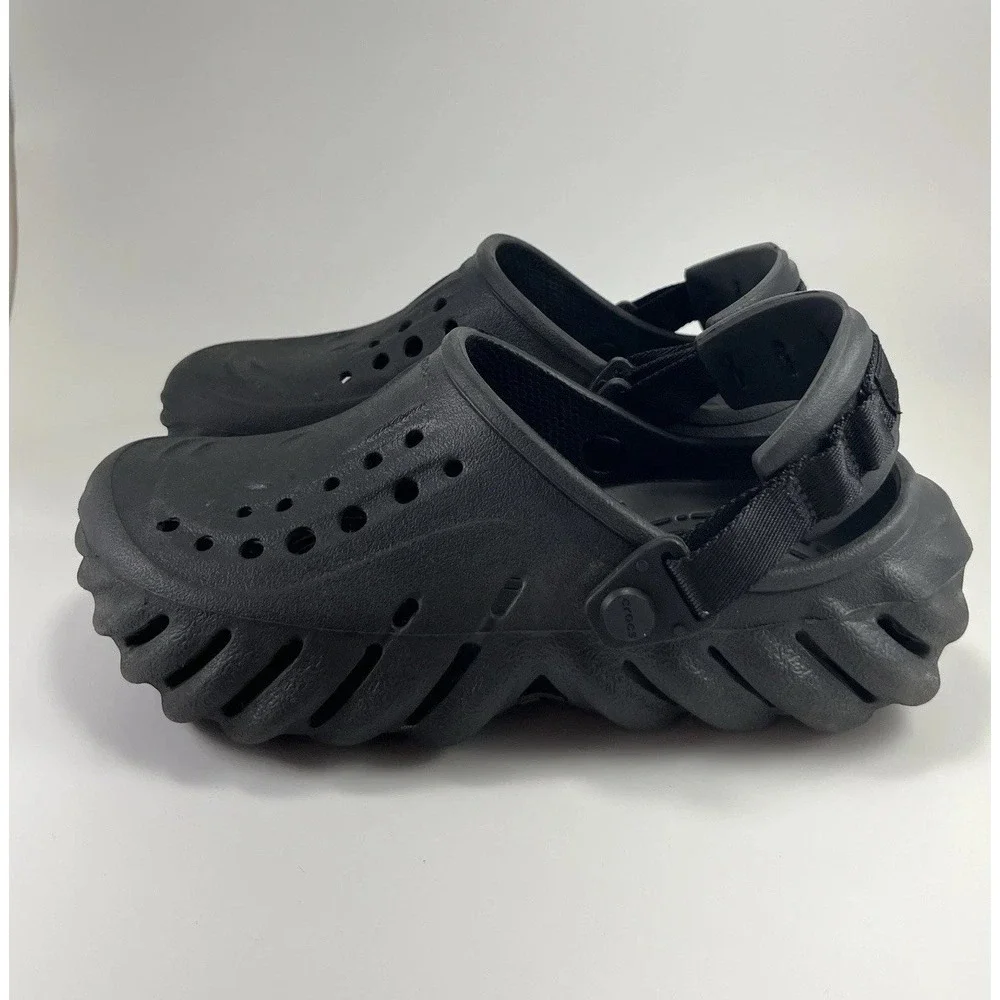 Crocs Echo Clog M 4 W 6 Black Streetwear Hype All Terrain Sandals Water Shoes